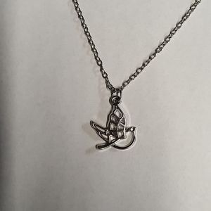 Cute silver tone dove necklace